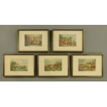 A set of five Victorian Bachelors Hall hunting coloured engravings after FC Turner.