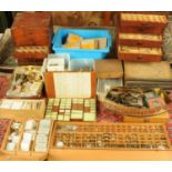 A large collection of watchmakers tools, part pockets watches, watch glasses, main springs, etc.