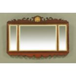 A 19th century mahogany framed fretwork wall mirror with three bevelled glass panels. Width 87.