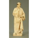 Affortunato Gory (Italian, 1895-1925) "Dante Alighieri", full length carved alabaster figure,
