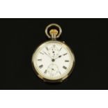 A vintage silver cased combined pocket and stopwatch, knob wind, with sterling silver case,