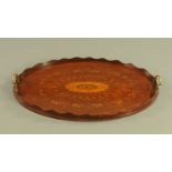A late 19th century Sheraton Revival oval tray,