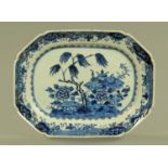 A late 18th/early 19th century Chinese blue and white rectangular plate,