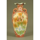 A 19th century Japanese Nippon Moriage vase, signed. Height 31 cm.