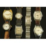 Seven assorted vintage gentleman's and ladies wristwatches,