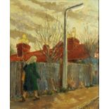 J Spikins, oil on board "The Walk Home", 60 cm x 50 cm, framed, signed and dated 1962.