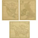 Three Sidney Hall framed maps, "North America", "British North America" and "British Isles".