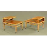 A pair of mid-20th century side tables in teak, with Patent No. 185371, Style No. 900.07, Serial No.