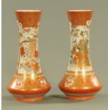 A pair of Kutani trumpet shaped vases,