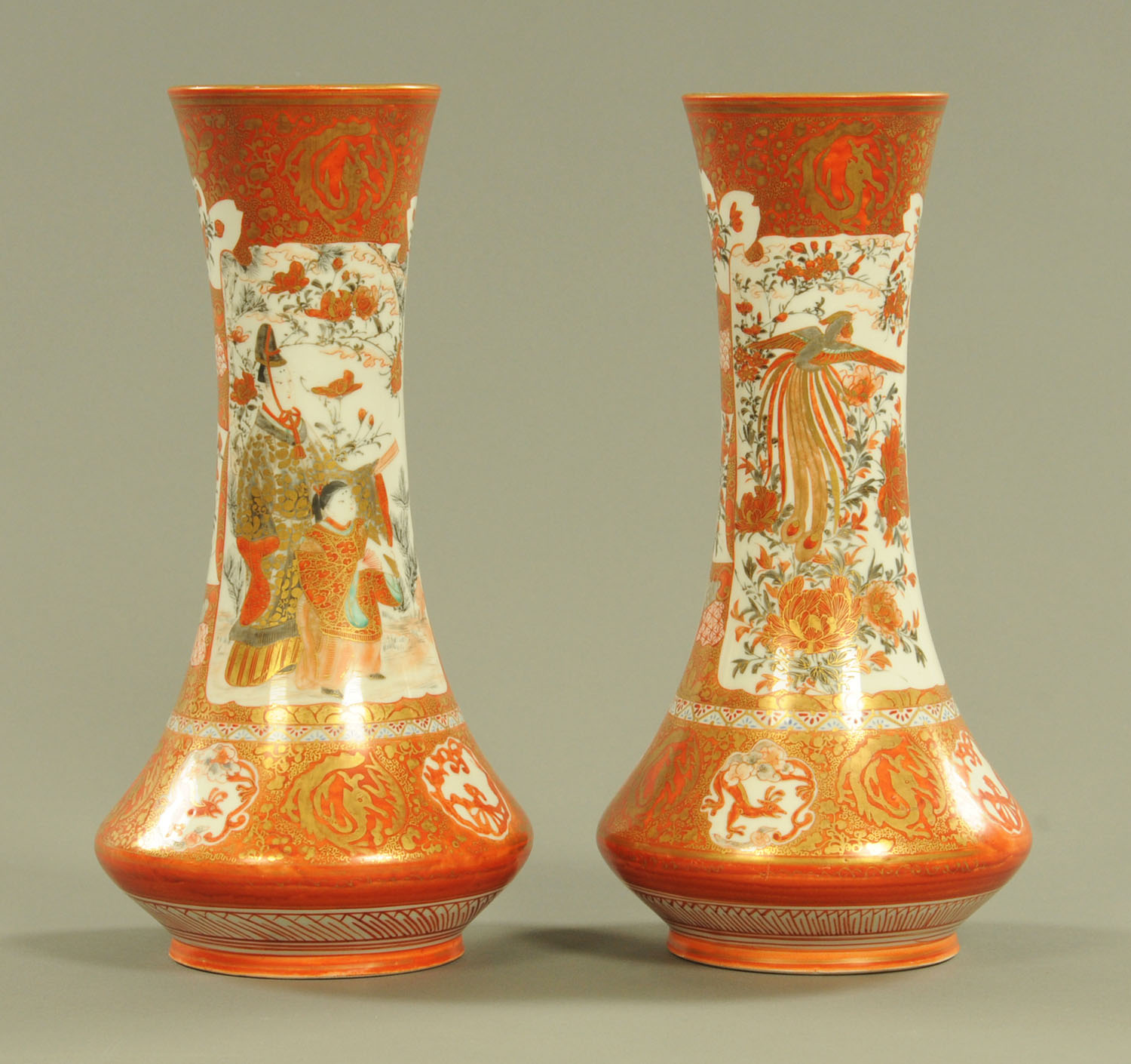 A pair of Kutani trumpet shaped vases, - Image 2 of 3