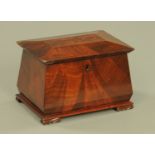 A Regency mahogany tea caddy, of sarcophagus form,