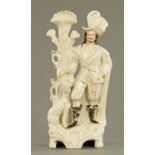 A large Staffordshire pottery figural spill vase, modelled as a forester,