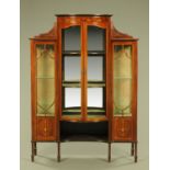 An Edwardian inlaid mahogany display cabinet,