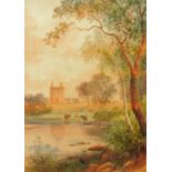 J. Scott, watercolour, "Gilnockie Tower". 48 cm x 35 cm, framed, signed.