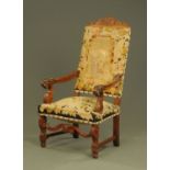 A late Victorian throne type armchair,