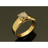 An 18 ct gold fancy diamond ring, diamond +/- 2.24 carats. Size P.