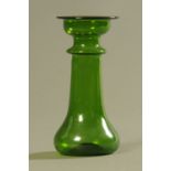 A 19th century green glass bulb vase. Height 19 cm.