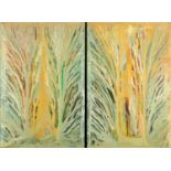Made K Bendesa (Indonesian 1971-2015), "Abstract Diptych", signed, oil on canvas,