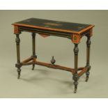 A Victorian ebonised incised and inlaid side table,