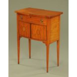An Edwardian satinwood rosewood crossbanded bowfronted side cabinet,