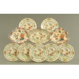 Eight Copeland Spode pheasant decorated plates, two Amherst Japan shaped plates.