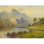 Edward Horace Thompson (1879-1949), large watercolour, lake and mountain scene.