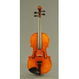 A Hidersine "Piacenza" full size violin, 20th century, two piece back. Body 35 cm, overall 59 cm.