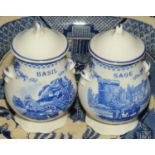 Ten Wedgwood blue and white Queens Ware spice jars, 1997,