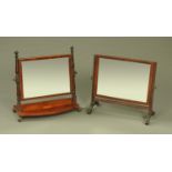 Two 19th century mahogany toilet mirrors,