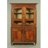 A 19th century French ash and walnut glazed cupboard,