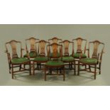 A set of eight Hepplewhite style mahogany dining chairs,