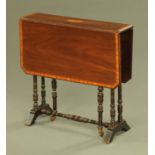 An Edwardian inlaid mahogany Sutherland table, satinwood banded and fan inlaid,