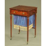 A Regency mahogany worktable, with fitted drawer and side sliding bag,