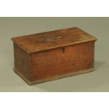 An early 19th century oak rectangular box with base moulding. width 52 cm.