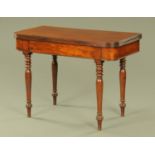 A late Georgian mahogany turnover top tea table,