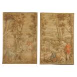 A pair of machine woven tapestry panels, 18th century style, rural scenes. 205 cm x 134 cm.