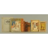 Nine volumes including Treasure Island and Kidnapped by Stevenson, Alice in Wonderland,