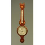 A 19th century inlaid mahogany banjo barometer, the dial marked A Pagani Nottingham. Height 97 cm.