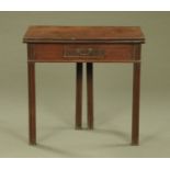 A George III mahogany turn over top tea table,