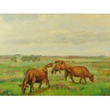 Continental School, oil on canvas, cattle in landscape, signed with initials and dated 1931-36.