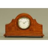An Edwardian inlaid mahogany mantle clock by Kendal & Dent, London,