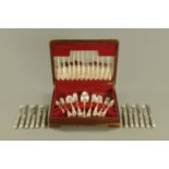 A Philip Marks stainless steel and silver plated Kings pattern canteen of cutlery, 6 place settings,