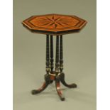 A 19th century walnut and burr walnut inlaid octagonal occasional table,