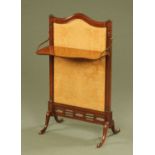 An Edwardian mahogany fire screen,