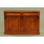 A Victorian mahogany low cupboard,