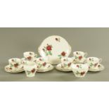 A Royal Standard Red Velvet pattern tea service, comprising 6 tea cups and saucers, 6 plates,