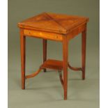 An Edwardian foliate marquetry square envelope card table,