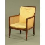 A 19th century mahogany bergere armchair,