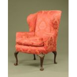 A Queen Anne style wing armchair,