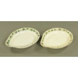 A pair of Copeland's large cream dishes, with fruiting vine borders. 54 cm x 42 cm.